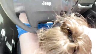 Blowjob while driving, slut wife sucks dick while driving, car blowjob, car sex, public sex, fuck taxi, fake taxi