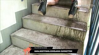 Lara CumKitten - Big doggy piss in the stairwell