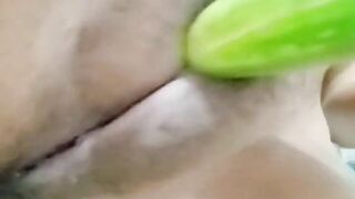 Tamil Hot Bhabhi sex with Green cucumber - huge cum out