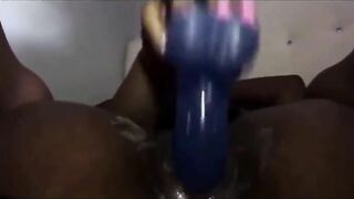 18 year old teen fucking her tight pussy out with her mamas dildo