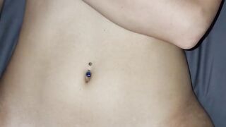 Pierced nippels stepsister with triangle shaved pussy takes my dick