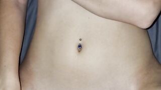 Pierced nippels stepsister with triangle shaved pussy takes my dick