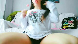 Part 2- Just a cute girl in a big shirt having fun and masturbation alone at home