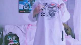 Part 2- Just a cute girl in a big shirt having fun and masturbation alone at home