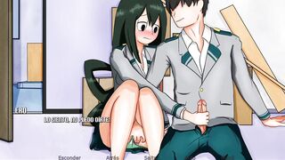 Masturbando a la bella Tsuyu de My Hero Academy - RE:Hero Academy