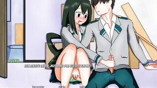 Masturbando a la bella Tsuyu de My Hero Academy - RE:Hero Academy