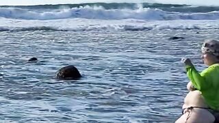 Milf playing on a beautiful Mexican beach