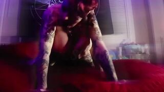 Busty slut with face tattoos gets fucked til she shakes in doggy style