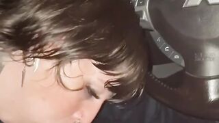 Nighttime Car public Blow Job extra sloppy with spit