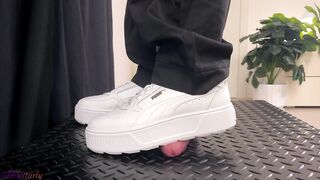 Shuffle Girl Cock Crush in White Platform Sneakers - Shoejob, Trampling, Sneakers, White Puma