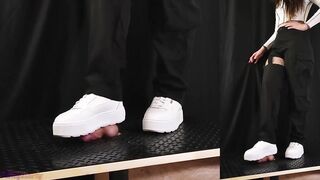 Shuffle Girl Cock Crush in White Platform Sneakers - Shoejob, Trampling, Sneakers, White Puma