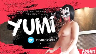 Asian Yumi blows a hard cock uncensored.