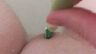 Got so horny in the bath i fucked myself with my stepdads toothbrush