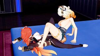 xilonen x mavuika love one another (Genshin Impact 3d Yuri lesbian hentai )